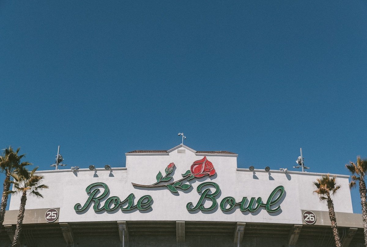 sign at the Rose Bowl stadium