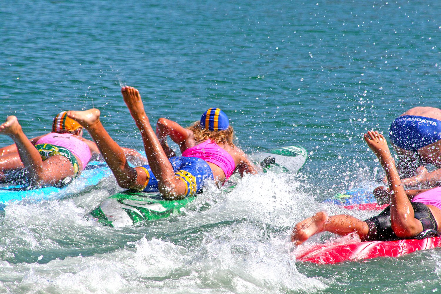 Paddle board race in the ocean