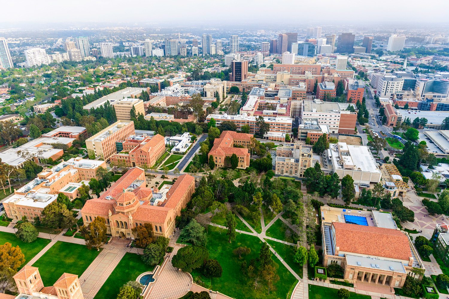 Flying over UCLA, where the UCLA graduation takes place each June.