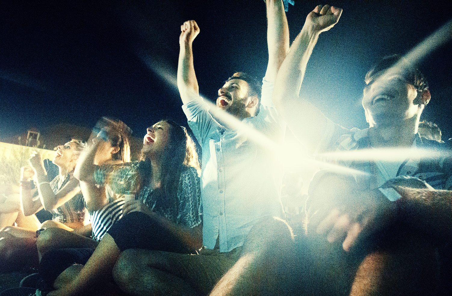 friends watching an outdoor movie in Santa Monica