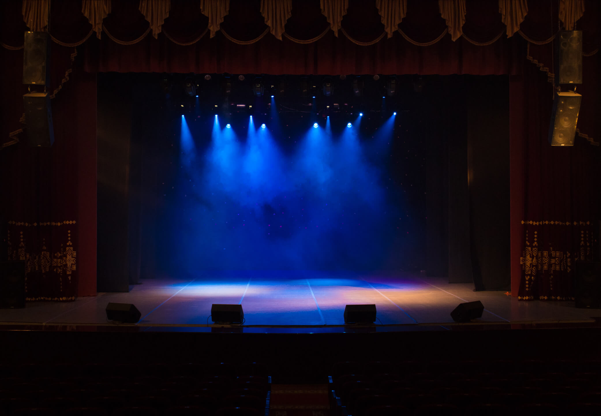 An empty dark stage before a performance