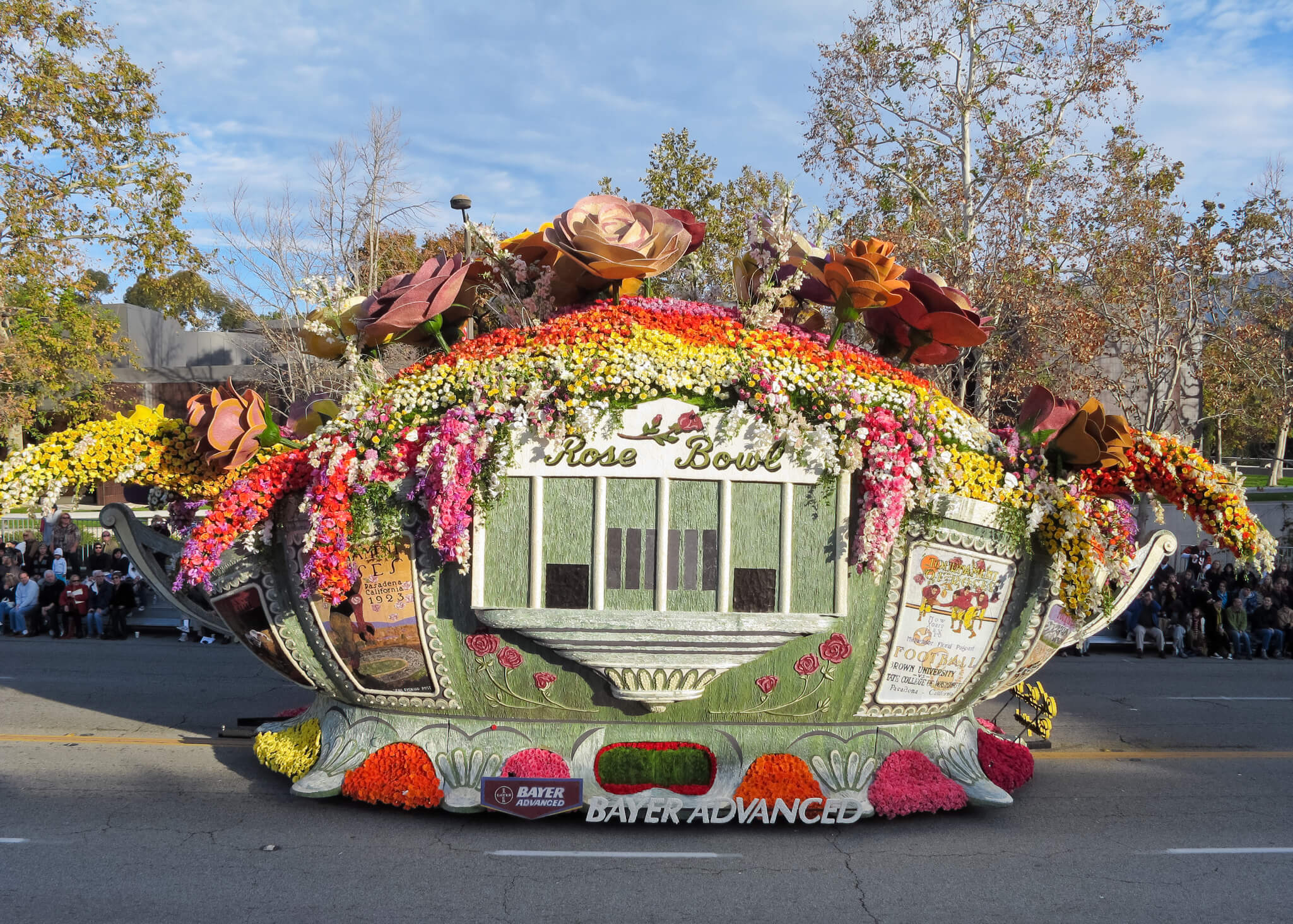 vehicle decorated for the Rose Bowl